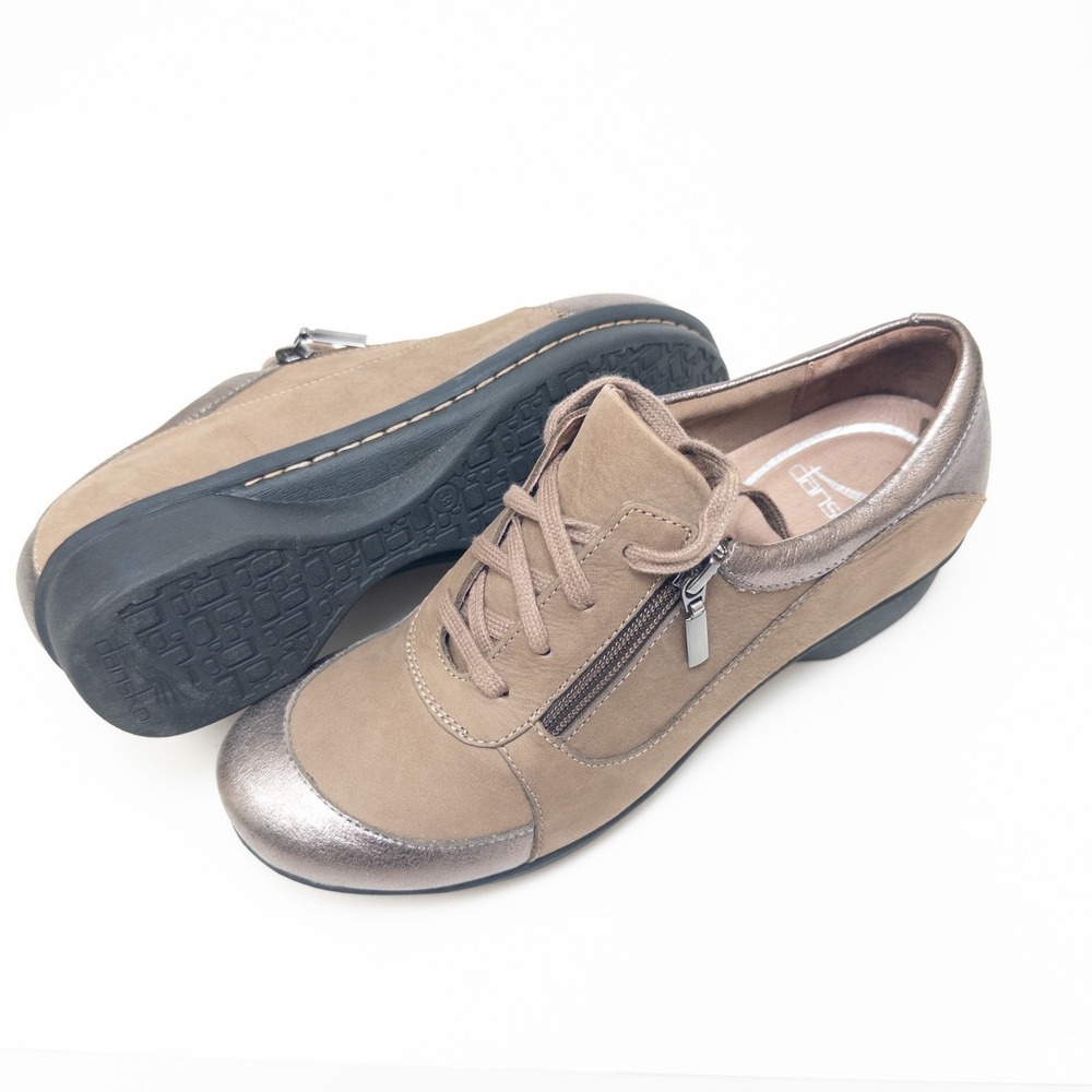 Dansko Taupe Metallic Wedge Sneakers - Picture 12 of 13